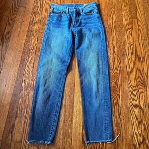 Levi's Women's 25 White Oak Cone Denim Raw Hem Slim Fit Blue Jeans